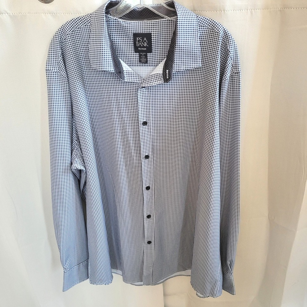 Jos A Bank Mens Button Up XXL Gingham Tailored Fit Traveler Stretch Preppy 21630